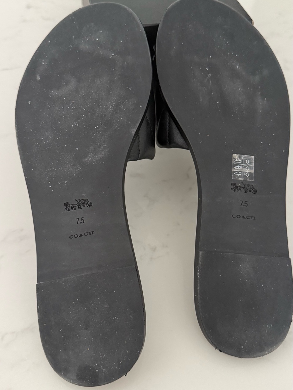 Coach Black Quilted Leather Slide Sandals with Gold Hardware - Picture 3 of 3